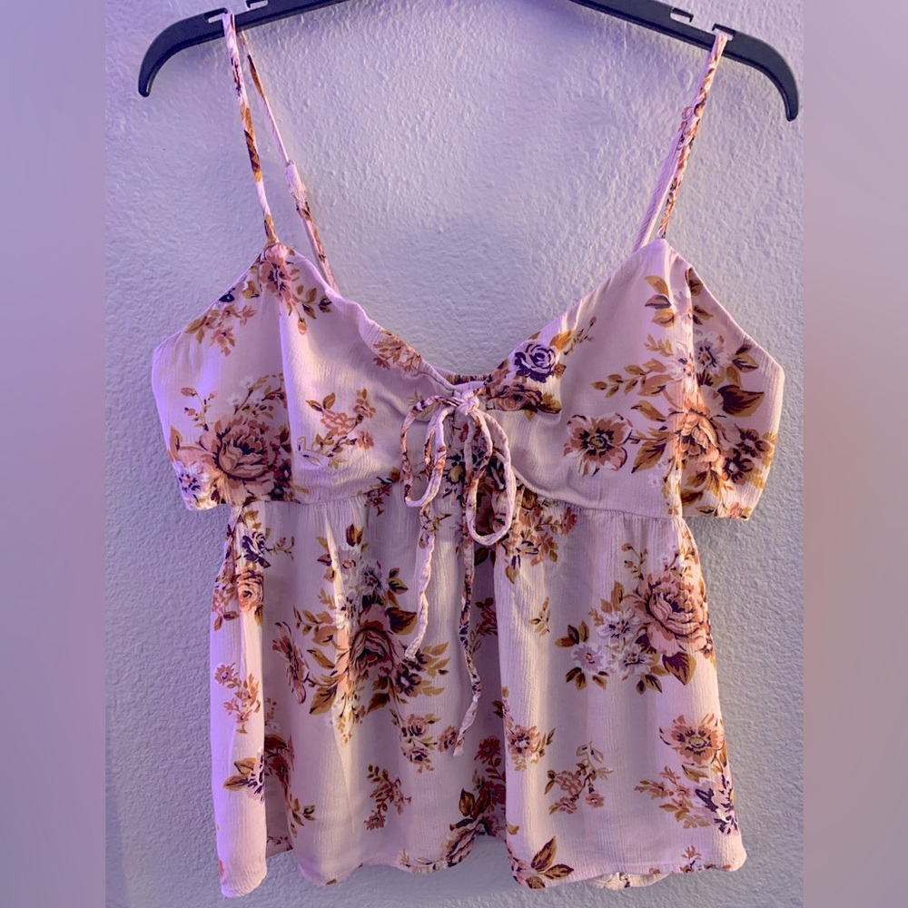 American Eagle Boho style tank top, pink floral print, Size XL
